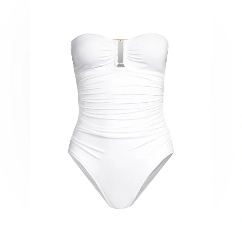 LAUREN RALPH LAUREN Ruched Bandeau One-Piece Swimsuit